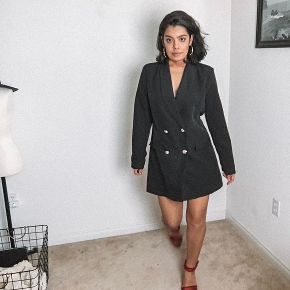 Boohoo Double Breasted Pocket Detail Blazer Dress